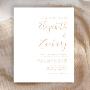 Budget Sand Beige Modern Script Wedding Invitation