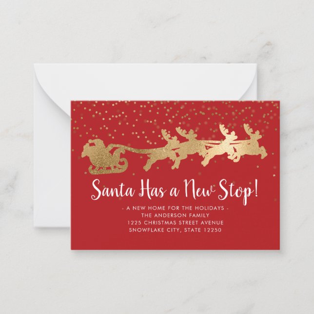 Budget Santa New Stop Reindeer Red Holiday Moving Card (Front)