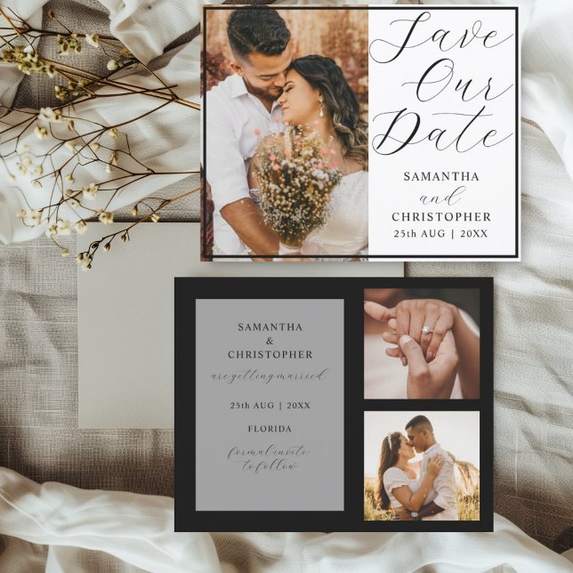 Budget Save Our Date Black & White Photo Wedding (Creator Uploaded)