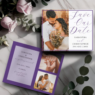 Budget Save Our Date Purple Photo Wedding