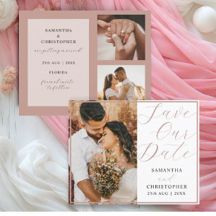 Budget Save Our Date Rose Gold Photo Wedding