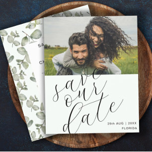 Budget Save Our Date Sage GreenPhoto Wedding
