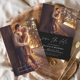 Budget Save the Date Black White Wedding Photo Flyer