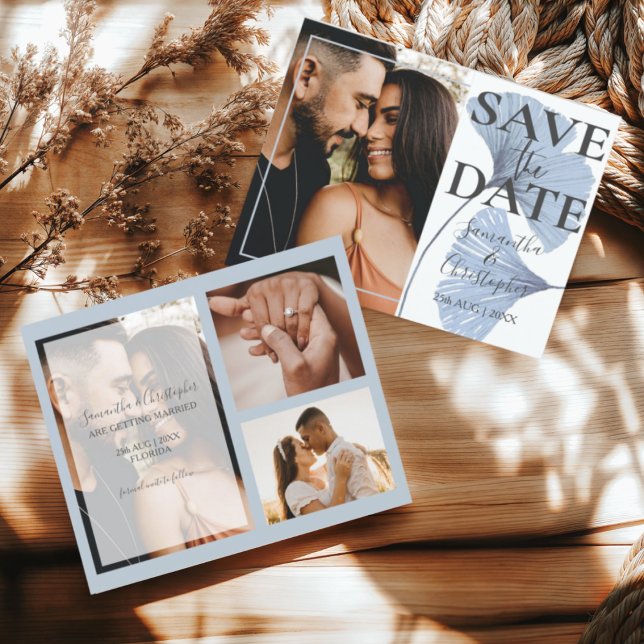 Budget Save the Date Blue Photo Wedding  (Creator Uploaded)