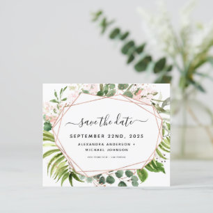 Budget Save the Date Eucalyptus Greenery Geometric