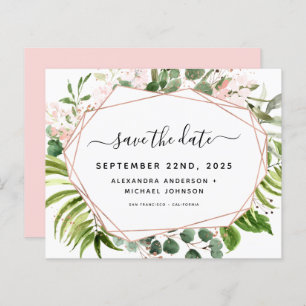 Budget Save the Date Eucalyptus Greenery Geometric