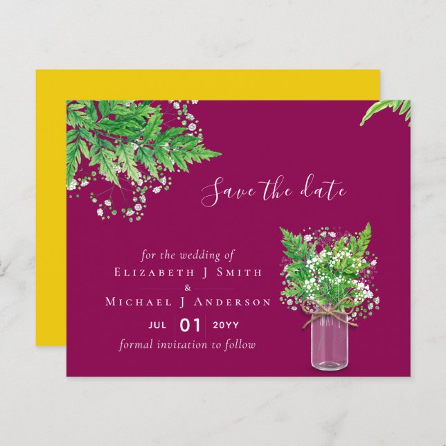 BUDGET Save the Date Fern Greenery Wedding (Front/Back)