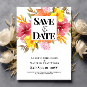 Budget Save the date Floral Postcard