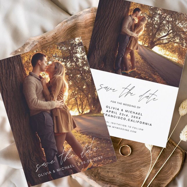 Budget Save the Date Handwritten Wedding Photo Flyer (Creator Uploaded)