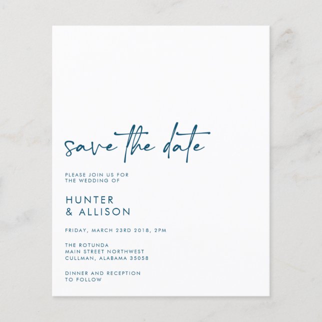 BUDGET Save The Date Invitation Flyer (Front)