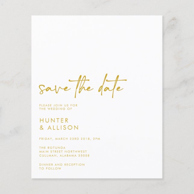BUDGET Save The Date Invitation Flyer (Front)