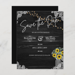 BUDGET Save The Date Lace Sunflowers Wedding