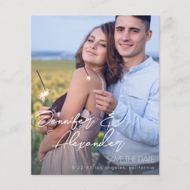 Budget Save the Date Modern Names Photo VerticalV3 Flyer (Front)