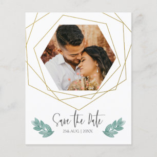Budget Save the Date Photo Geometric Gold Flyer