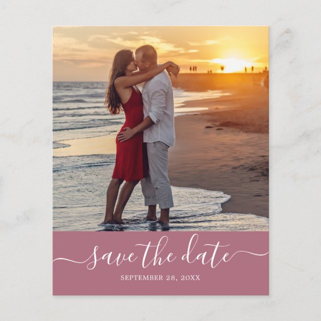Budget Save the Date Script Purple Cassis Flyer (Front)
