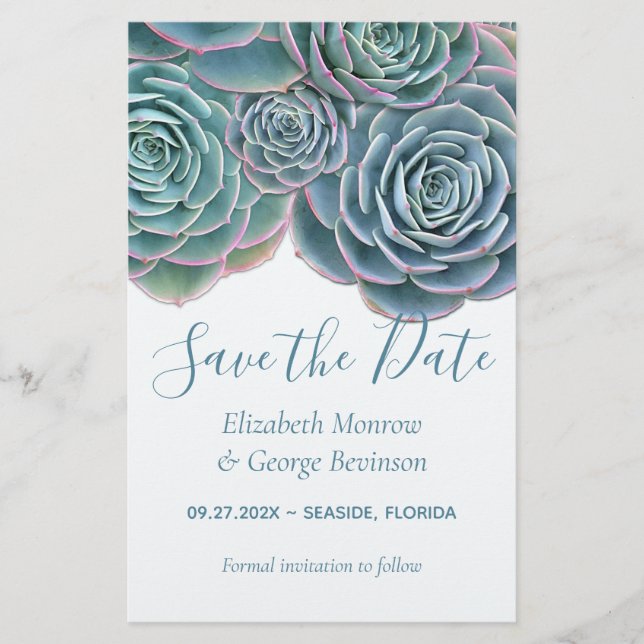 Budget Save the Date Succulents Wedding Flyer (Front)