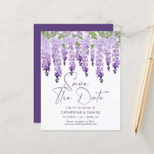 Budget Save The Date Watercolor Wisteria Wedding