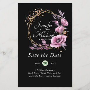 BUDGET Save The Dates Magenta Floral Wreath