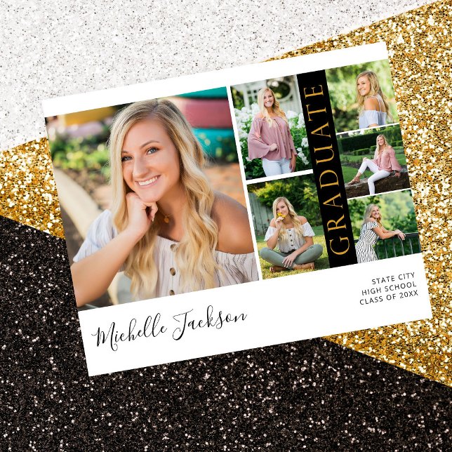 Budget School Spirit 6 Photo Graduation Black G An Flyer (Creator Uploaded)