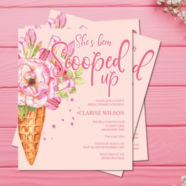 BUDGET Scooped Up Pink Bridal Shower Invite (Creator Uploaded)