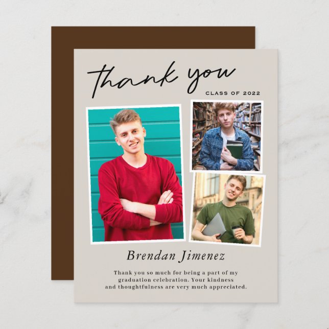 Budget Script 3 Photo Graduation Thank You (Front/Back)