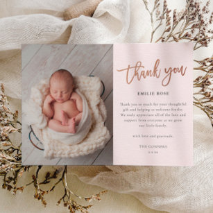 Budget Script Baby Photo Thank You Card