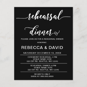 Budget Script Black Rehearsal Dinner Invitation