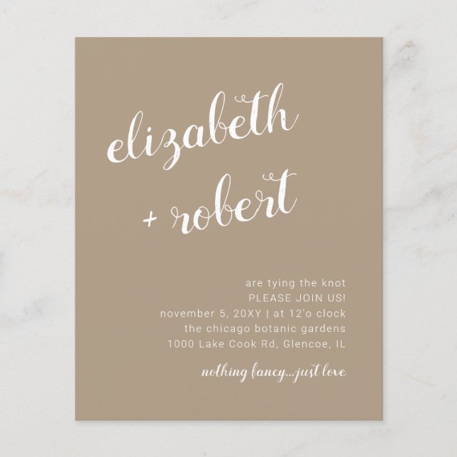 Budget Script Calligraphy Wedding Invitation (Front)