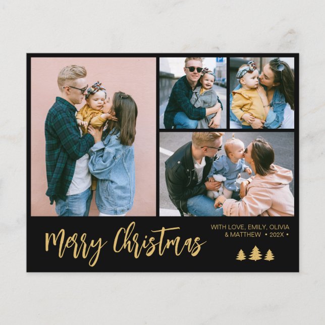 Budget Script Collage Pine Christmas Holiday Flyer (Front)