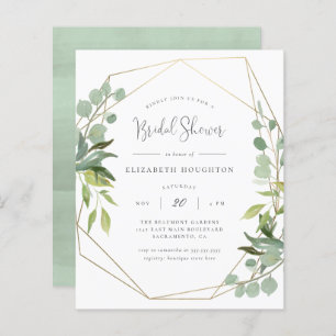 Budget Script Geometric Greenery Bridal Shower
