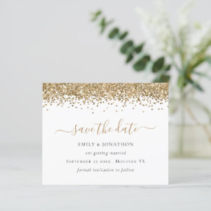 Budget Script Gold Glitter Save the Date
