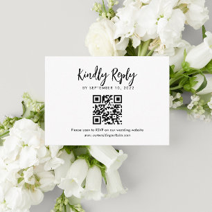 BUDGET Script Heart Monogram Wedding QR Code Rsvp Enclosure Card