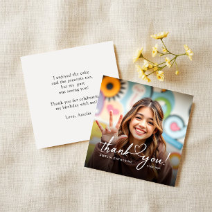 Budget Script Heart Photo Birthday Thank You Card