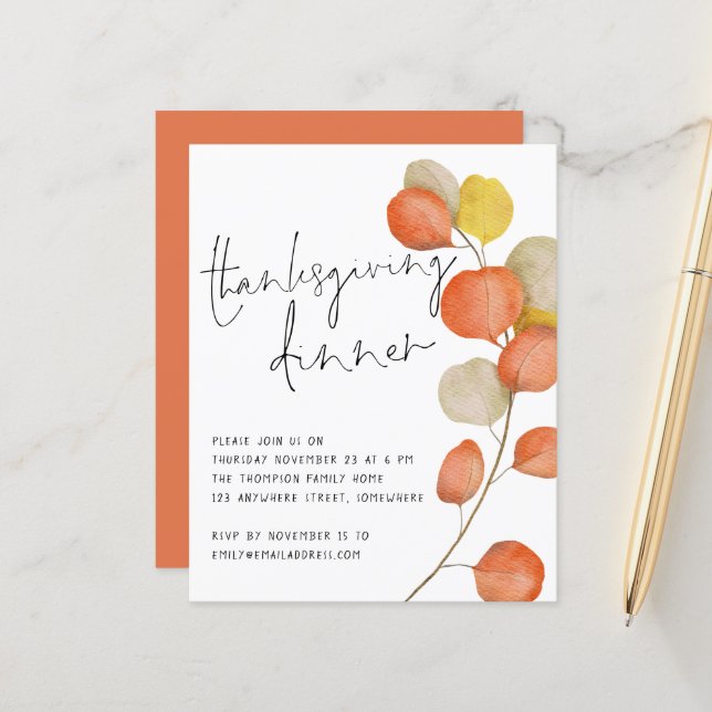 Budget Script Leaves Thanksgiving Dinner Invite (Front/Back In Situ)