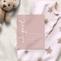 Budget Script Oh Girl Dusty Rose Baby Shower