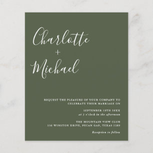 Budget Script Olive Green Photo Wedding Invitation