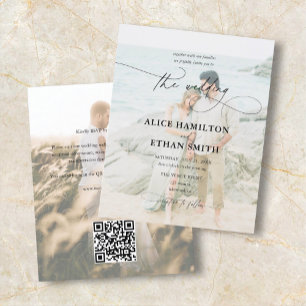 Budget Script Photo All In One Wedding Invitation