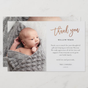 Budget Script Photo Baby Thank You Card