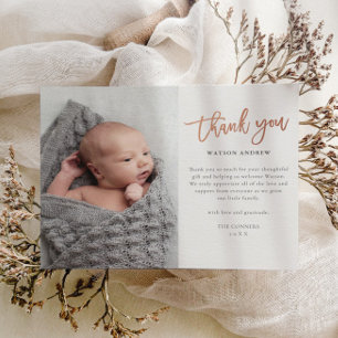Budget Script Photo Baby Thank You Card