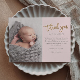 Budget Script Photo Baby Thank You Card