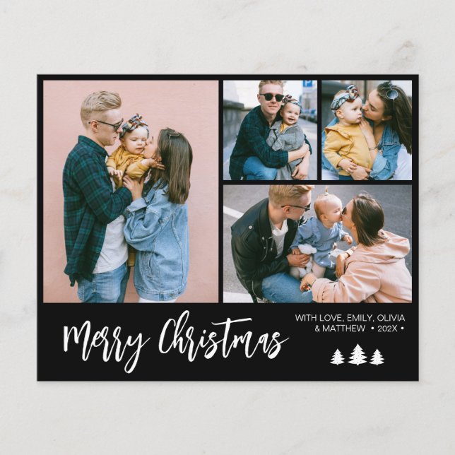 Budget Script Photo Collage Christmas Holiday Flyer (Front)