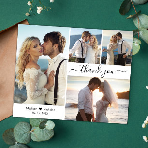 Budget Script Photo Collage Wedding Thank You Card