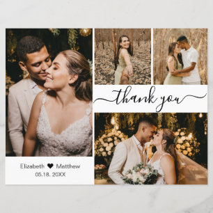Budget Script Photo Collage Wedding Thank You Card