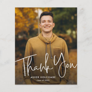 Budget Script Photo Graduation Thank You Card