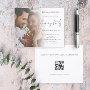 Budget Script Photo QR Code Wedding Evening Invite