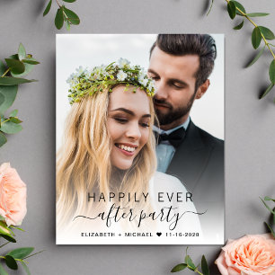 Budget Script Photo Wedding Reception Invitation