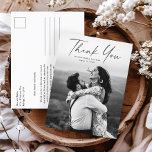 Budget Script Photo Wedding Thank You Card<br><div class="desc">Budget Script photo wedding elegant stylish modern thank you card. Part of a wedding collection. Colours can be changed. The back includes a thank you message that you can personalise for each guest or remove it if you prefer to hand write your thank you.</div>
