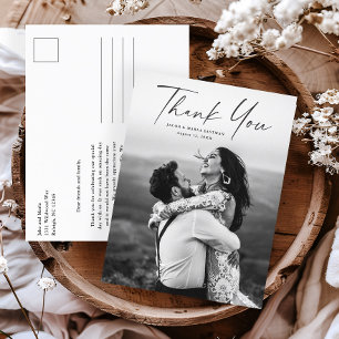 Budget Script Photo Wedding Thank You Card
