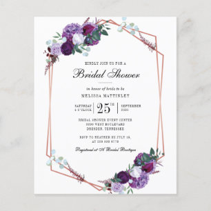 Budget Script Purple Floral Bridal Shower