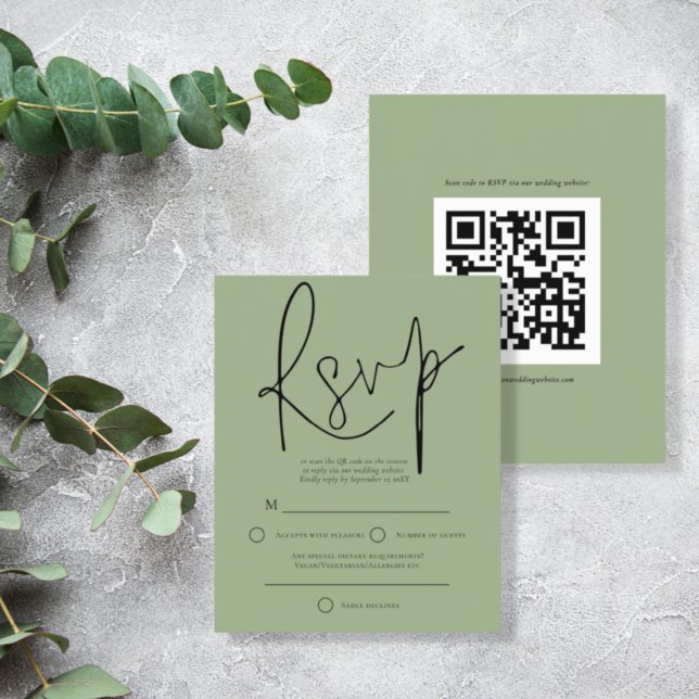 Budget Script QR Code Wedding Sage RSVP (Creator Uploaded)